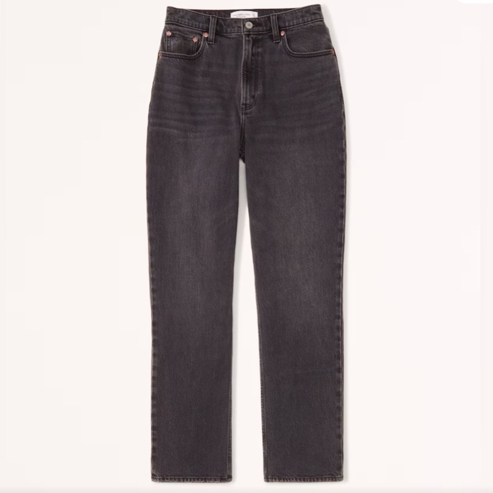 Abercrombie & Fitch Curve Love 90s Straight Ultra High Rise Black Jeans